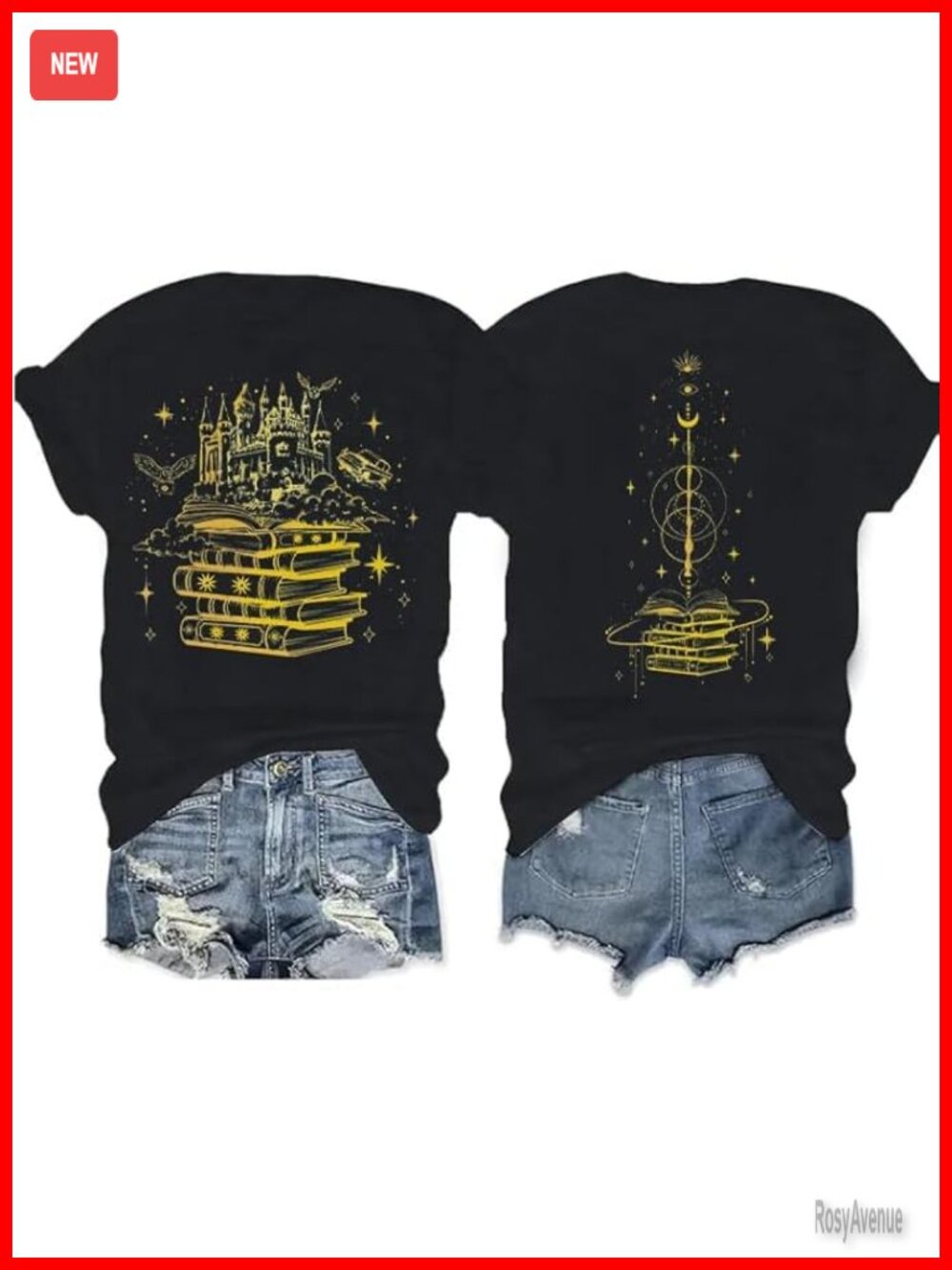 Magic Castle Graphic Double Sided Print Crew Neck T-Shirt